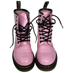 Dr. Martens Boots Womens Size 5 Pink Patent‎ Leather  Lace Up WPSU